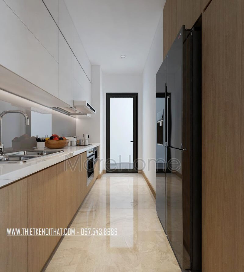 Thiết kế nội thất phòng bếp chung cư hiện đại với đồ nội thất thông minh Thiết kế phòng bếp, tủ bếp đẹp