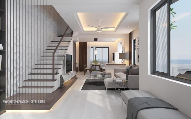 Thiết kế phòng khách liền phòng ăn đẹp, sang trọng mang đậm phong cách hiện đại. Thiết kế nội thất phòng khách nhà phố