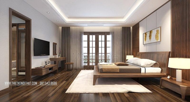 Mẫu giường gỗ tự nhiên với kiểu dáng bắt mắt cuốn hút mang đến sự sang trọng cho căn phòng ngủ của gia chủ