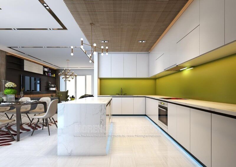 Lựa chọn tủ bếp chữ i hiện đại được coi như là giải pháp thông minh nhất cho không gian chung cư nhỏ